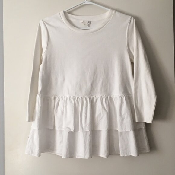 COS White Cotton Jersey + Poplin Double Peplum Ruffle Top XS - Picture 4 of 8
